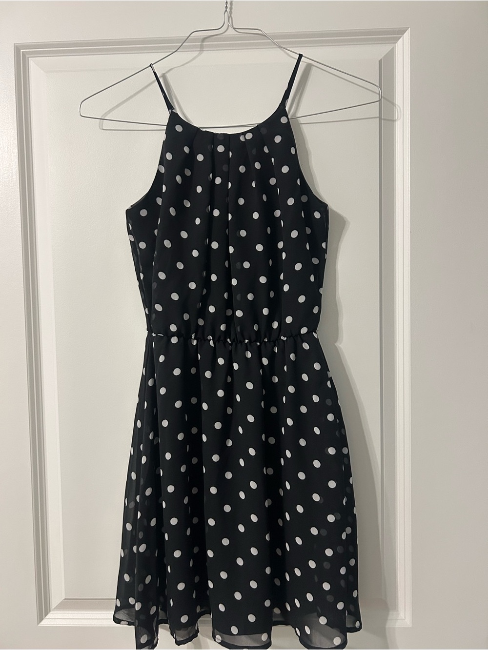 Charlotte Russe Black and White Polka Dot Halter Mini Dress